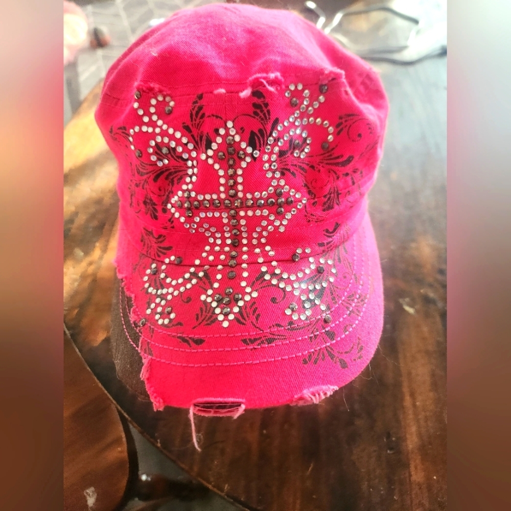 KBETHOS Pink Embellished Distressed Hat